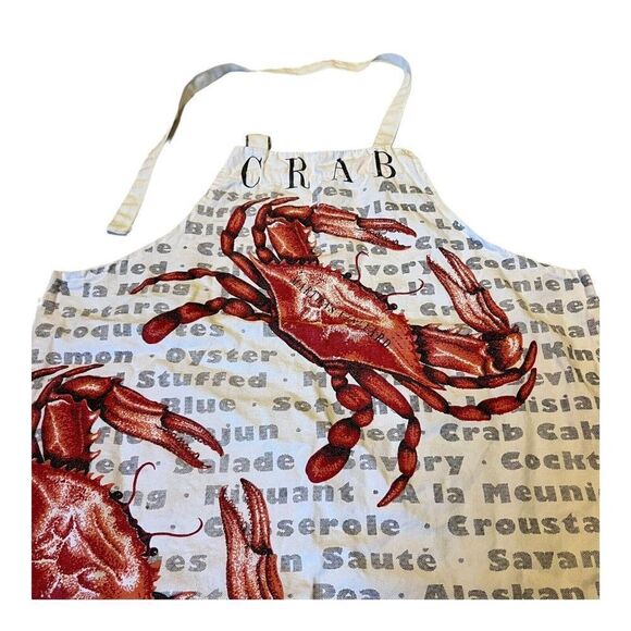 Chefs Crab Full Apron Martha’s Vineyard Design Maryland Lemon Oyster Vintage - Picture 2 of 7